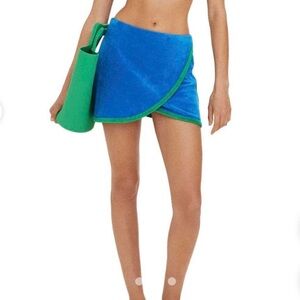 Simon Miller x Mango Women's Vibrant Blue and Green Mini Skirt